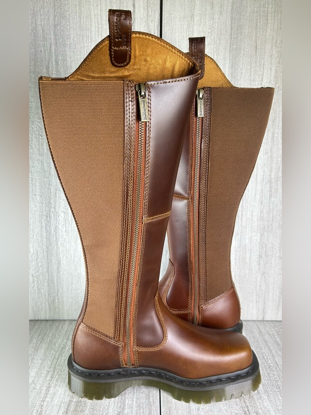 NEW Dr. Martens Docs Amaayah Hi Campus Brown Leather Riding Boots Womens Size - Picture 4 of 10